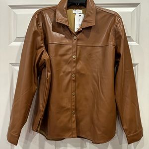 Mudpie faux leather shirt jacket, brand new with tags, size large